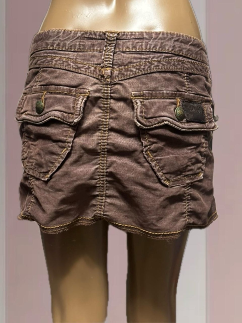 Vintage Y2K brown denim mini skirt